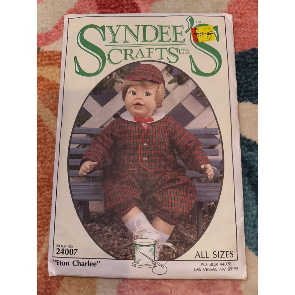 Vintage Syndee's Crafts Eton Charlee Doll Sewing Pattern 10" 16" 21" Sealed